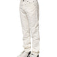 Jeckerson White Cotton Stretch Straight Fit Men Denim Jeans