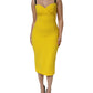 Dolce & Gabbana Yellow Polyester Sleeveless Sheath Midi Dress