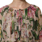Dolce & Gabbana Pink Floral Print Tiered Long Maxi Dress