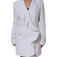 MSGM White Polyester Long Sleeves Ruffled Wrap Jacket