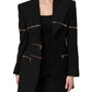Dolce & Gabbana Black Wool Zipper Detailing Blazer Jacket