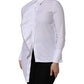 AGLINI White Cotton Collared Long Sleeves Ruffle Top Shirt