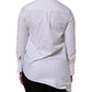 AGLINI White Cotton Collared Long Sleeves Ruffle Top Shirt