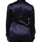 Dolce & Gabbana Dark Purple Silk Ascot Collared Blouse Top