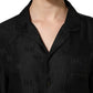 Dolce & Gabbana Black Silk DG Embroidery Long Sleeves Top
