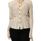 Dolce & Gabbana Light Yellow Silk Ascot Collared Blouse Top