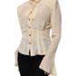 Dolce & Gabbana Light Yellow Silk Ascot Collared Blouse Top