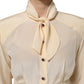 Dolce & Gabbana Light Yellow Silk Ascot Collared Blouse Top
