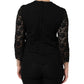 Dolce & Gabbana Black Nylon Lace Long Sleeve Blouse Top