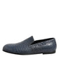 Dolce & Gabbana Blue Exotic Leather Slip On Loafers Men Dress Shoes