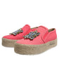Twinset Pink Canvas Crystal Embellished Slip On Shoes