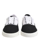 Dolce & Gabbana Black Cotton Canvas Lace Up Men Sneakers Shoes