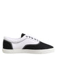 Dolce & Gabbana Black Cotton Canvas Lace Up Men Sneakers Shoes