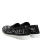 Dolce & Gabbana Black Slip On Printed Men Loafers Shoes