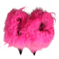 Dolce & Gabbana Pink Faux Fur Leather High Heels Boots Shoes