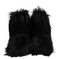 Dolce & Gabbana Black Faux Fur Mid Calf Boots Shoes