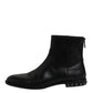Dolce & Gabbana Black Leather Logo Ankle Boots Studded Shoes