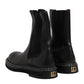 Dolce & Gabbana Black Leather Mid Calf Boots Flats Shoes