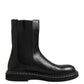 Dolce & Gabbana Black Leather Mid Calf Boots Flats Shoes
