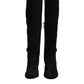 Dolce & Gabbana Black Suede Leather Knee High Boots Shoes