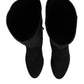 Dolce & Gabbana Black Suede Leather Knee High Boots Shoes