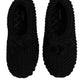 Dolce & Gabbana Black Wool Slip On Flats Ballerina Shoes