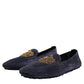 Dolce & Gabbana Blue Suede Crown Crystal Loafers Dress Shoes