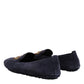 Dolce & Gabbana Blue Suede Crown Crystal Loafers Dress Shoes