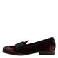 Dolce & Gabbana Red Velvet Men Slip On Loafers Dress Shoes