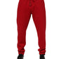 Dolce & Gabbana Red Cotton Logo Jogger Men Sweatpants Pants