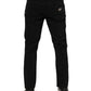 Dolce & Gabbana Black Cotton Logo Plaque Slim Fit Denim Jeans