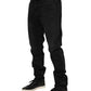 Dolce & Gabbana Black Cotton Logo Plaque Skinny Denim Jeans