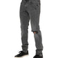 Dolce & Gabbana Gray Cotton Logo Plaque Denim Jeans