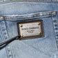 Dolce & Gabbana Blue Washed Tattered Logo Plaque Denim Jeans