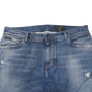 Dolce & Gabbana Blue Washed Cotton Logo Plaque Denim Jeans