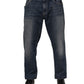 Dolce & Gabbana Blue Cotton Logo Plaque Slim Denim Jeans
