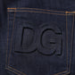 Dolce & Gabbana Dark Blue Cotton Logo Slim Fit Men Denim Jeans