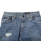 Dolce & Gabbana Blue Cotton Tattered Skinny Logo Denim Jeans