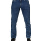 Dolce & Gabbana Blue Cotton Logo Plaque Denim Jeans