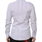 Dolce & Gabbana White Blue Striped Cotton GOLD Formal Shirt