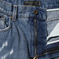 Dolce & Gabbana Blue Cotton Tattered High Waist Denim Jeans