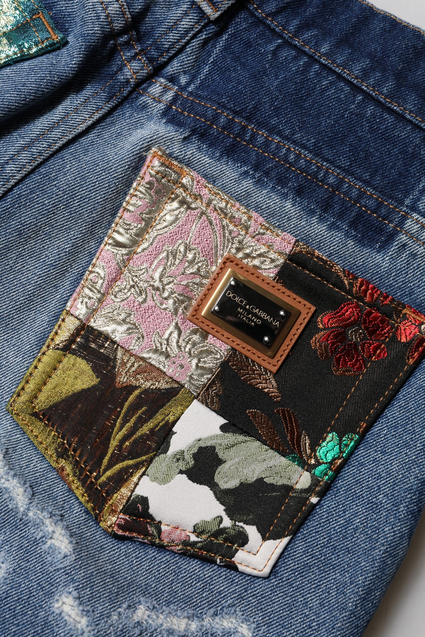 Dolce & Gabbana Blue Tattered High Waist Women Denim Jeans