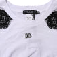Dolce & Gabbana White Floral Lace DG Detailing Top T-shirt
