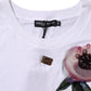 Dolce & Gabbana White Floral Lace DG Detailing Cropped T-shirt