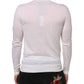 Dolce & Gabbana White Cashmere Logo V-neck Pullover Sweater