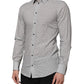 Dolce & Gabbana Gray Dotted Semi Fitted GOLD Men Formal Shirt