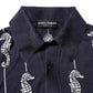 Dolce & Gabbana Dark Blue Sea Horse Collared Polo T-shirt