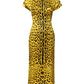 Dolce & Gabbana Yellow Polyester Leopard Midi Sheath Dress