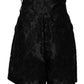 Dolce & Gabbana Black Floral Embroidery Silk High Waist Shorts