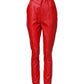 Dolce & Gabbana Red Viscose High Waist Tapered Trouser Pants